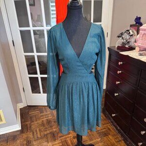 MANIJU Green Dress - Medium Emerald Green with Sparkles